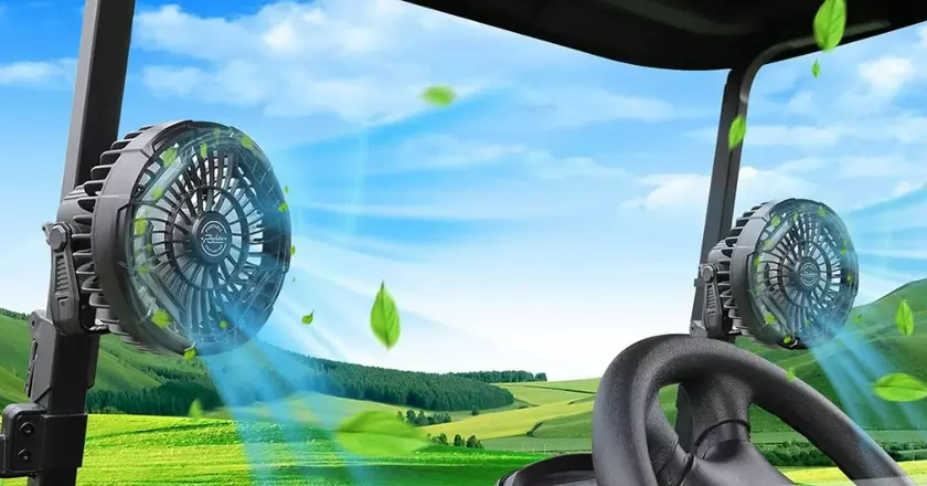 Ventilateur Roykaw pour chariot de golf avec clip
