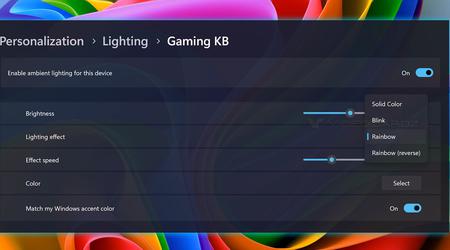 Windows 11 permettra de contrôler les appareils dotés d'un rétroéclairage RVB