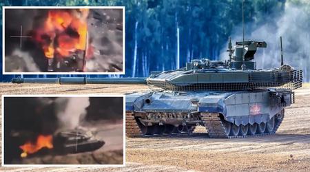 Un drone FPV ukrainien a décollé la tourelle avec une frappe de précision et a complètement détruit un char russe modernisé T-90 "Breakthrough".