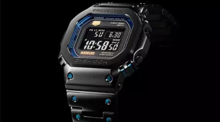 La nouvelle G-Shock MRG-B5000BA-1JR avec boîtier en titane et accents bleus apparaît dans la liste en ligne de Casio