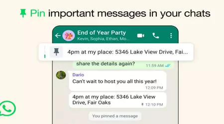 WhatsApp publie une mise à jour : vous pouvez désormais épingler jusqu'à trois messages importants dans les chats.