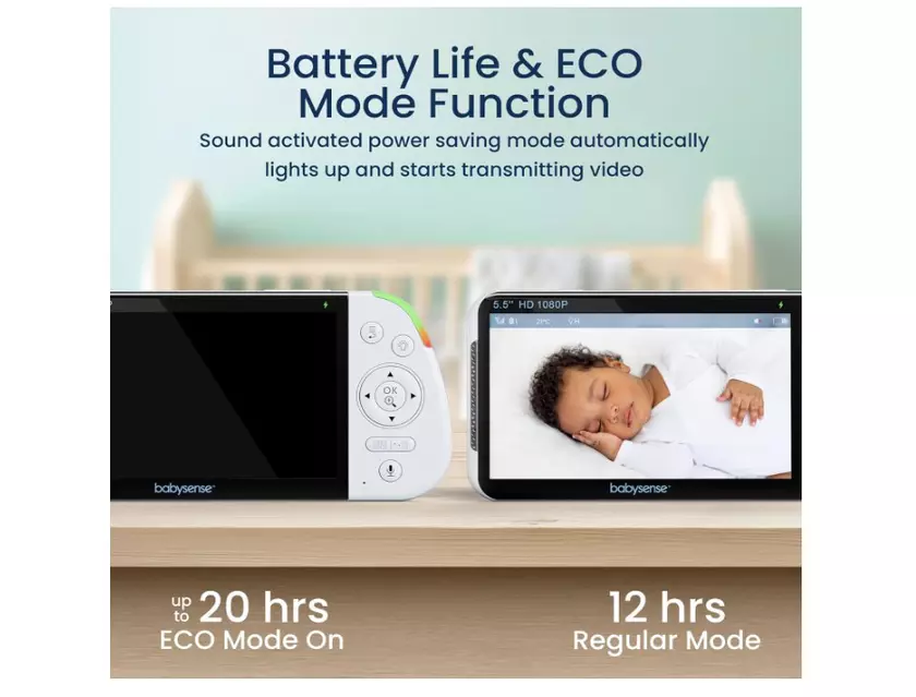 Moniteur pour bébé Babysense 5.5 1080p Split-Screen