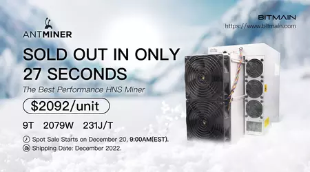 Tous les ASIC Antminer HS3 d'une valeur de 2092 $ pour le minage de crypto-monnaies Handshake ont été vendus en 27 secondes