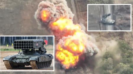 Un drone FPV a détruit un système de lance-flammes lourd russe TOS-1A à l'aide de missiles thermobariques.