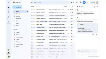 Gmail intègre Google Calendar dans la barre latérale de Gemini 