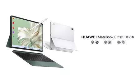 Huawei dévoile le design du MateBook E 2023 avant son annonce : un appareil 2-en-1 avec des bords fins, un clavier, un stylet et Windows 11 embarqué.