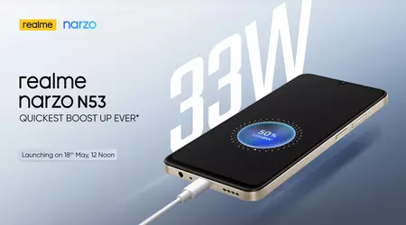 realme dévoilera le 18 mai le Narzo N53, un smartphone économique doté d'un écran LCD, d'une batterie de 5 000 mAh et d'une capacité de charge de 33 W.