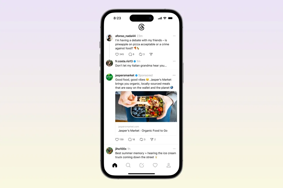 Lancement test de la publicité dans Threads - la nouvelle étape de monétisation de Meta Meta teste des publicités dans sa nouvelle application Threads