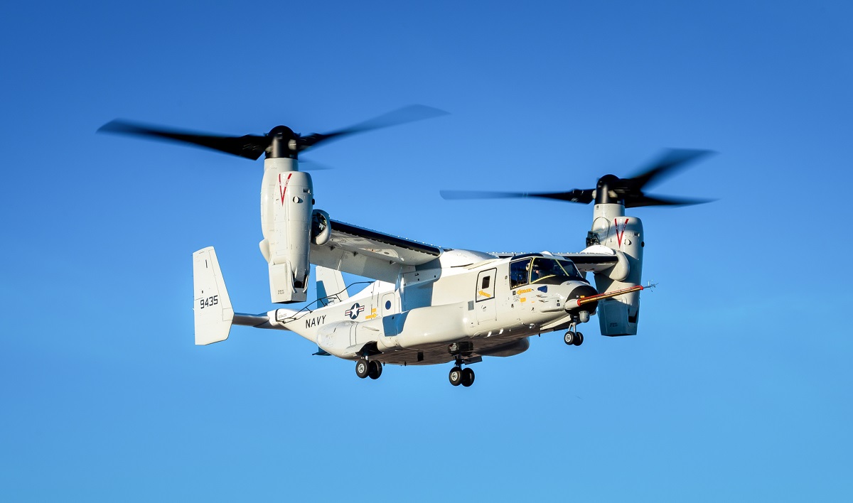Bell et Boeing remportent un contrat de 482,3 millions de dollars pour la production et la livraison d'avions convertibles CMV-22B Osprey à l'US Navy. Bell et Boeing remportent un contrat de 482,3 millions de dollars pour la production et la livraison d'avions convertibles CMV-22B Osprey à l'US Navy.