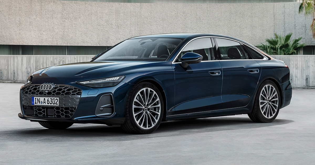 Premier aperçu de l'Audi A6 2025 dans l'étoile de la gamme Firmament Blue Metallic Nouvelle Audi A6 Sedan 2025 : Élégance dans la couleur Firmament Blue Metallic