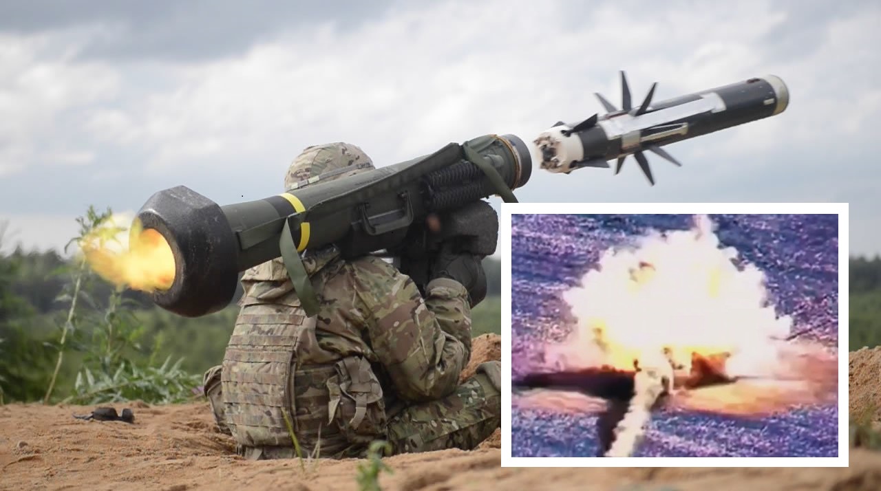 Les forces armées ukrainiennes détruisent spectaculairement un char russe T-80 à l'aide d'un missile Javelin. Les forces armées ukrainiennes détruisent spectaculairement un char russe T-80 à l'aide d'un missile Javelin.