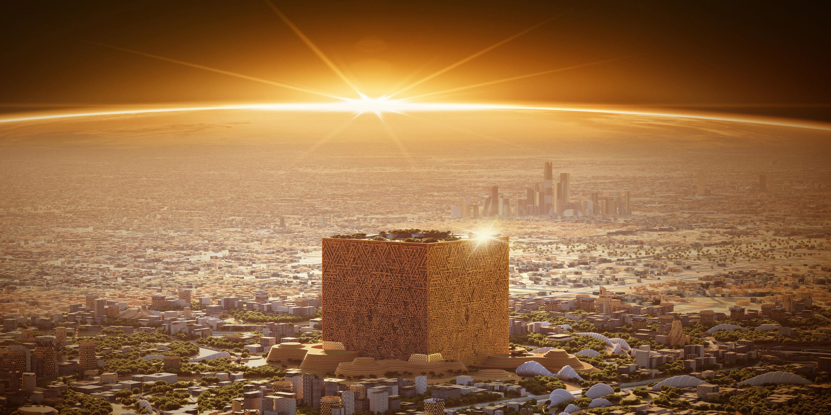 L'Arabie saoudite va construire un gratte-ciel Mukaab en forme de cube d'une hauteur de 400 mètres et d'une superficie équivalente à 20 Empire State Buildings.
