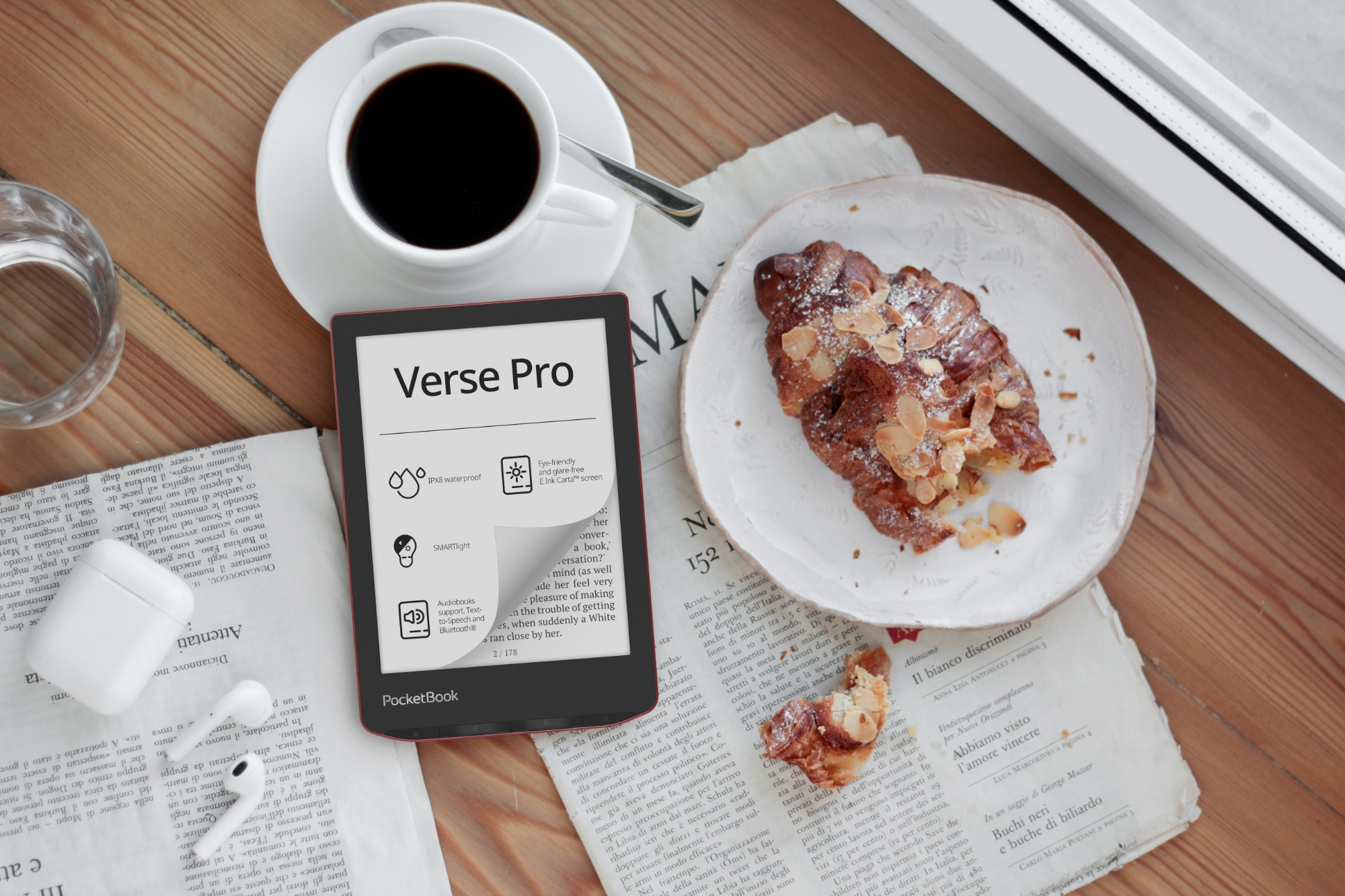 PocketBook Verse Pro : livre électronique avec Bluetooth, protection IPX8 et écran E Ink Carta de 6 pouces PocketBook Verse Pro : livre électronique avec Bluetooth, protection IPX8 et écran E Ink Carta de 6 pouces