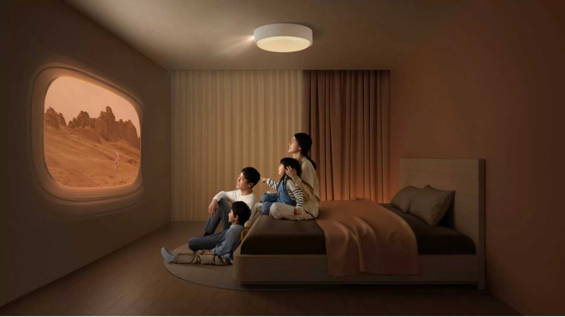 XGIMI Magic Lamp : lustre avec projecteur HD intégré et système stéréo Harman Kardon pour 1170 $.