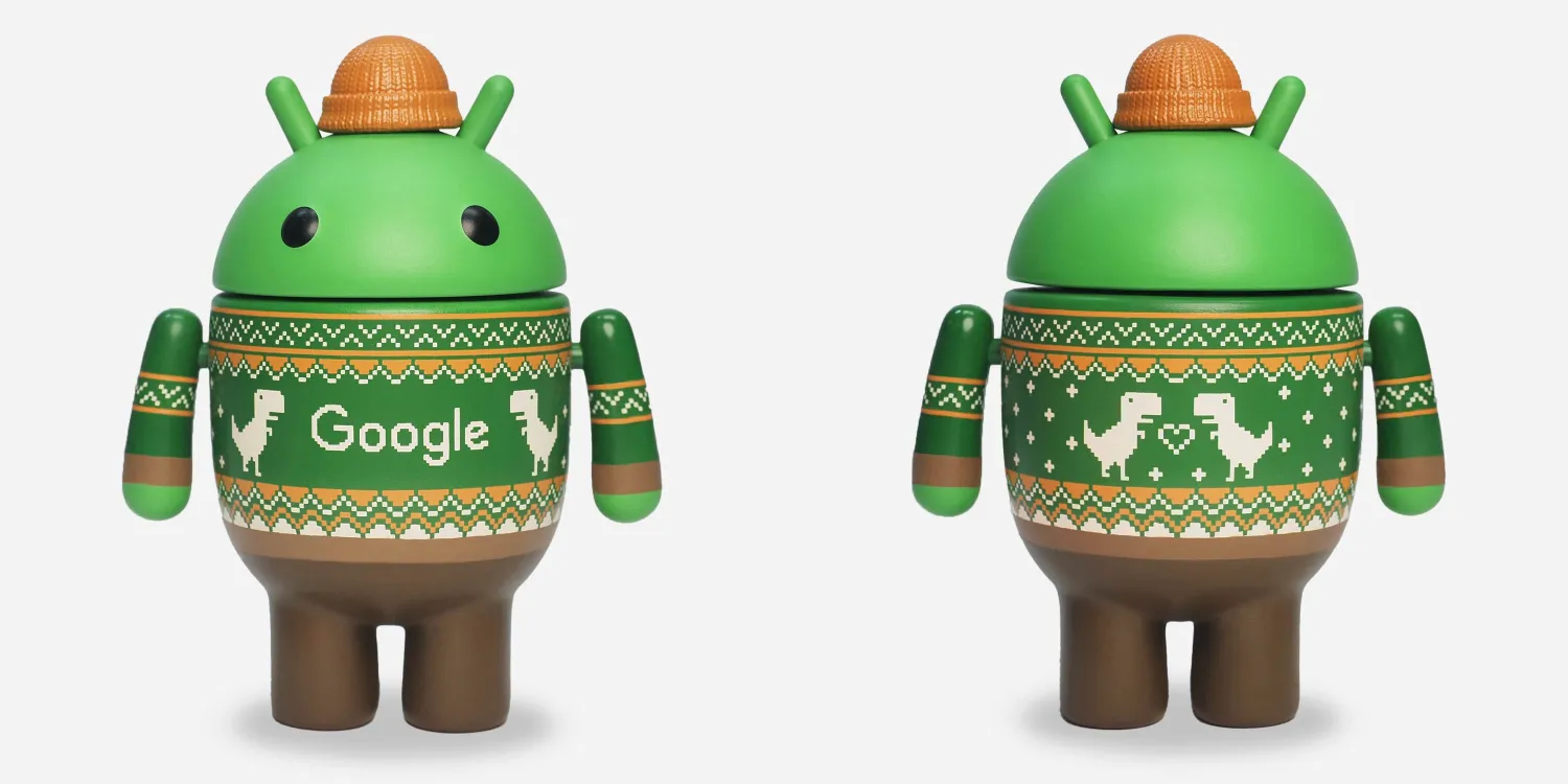 Google présente une figurine Android festive avec un pull et un chapeau lumineux Google présente une figurine Android festive avec un pull et un chapeau lumineux
