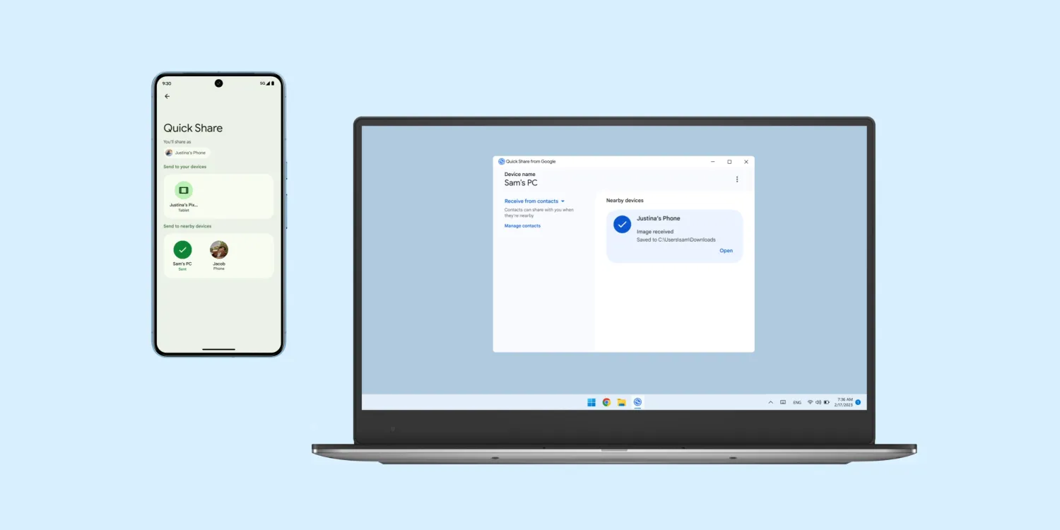 Google a mis à jour Quick Share pour Windows Google a mis à jour Quick Share pour Windows