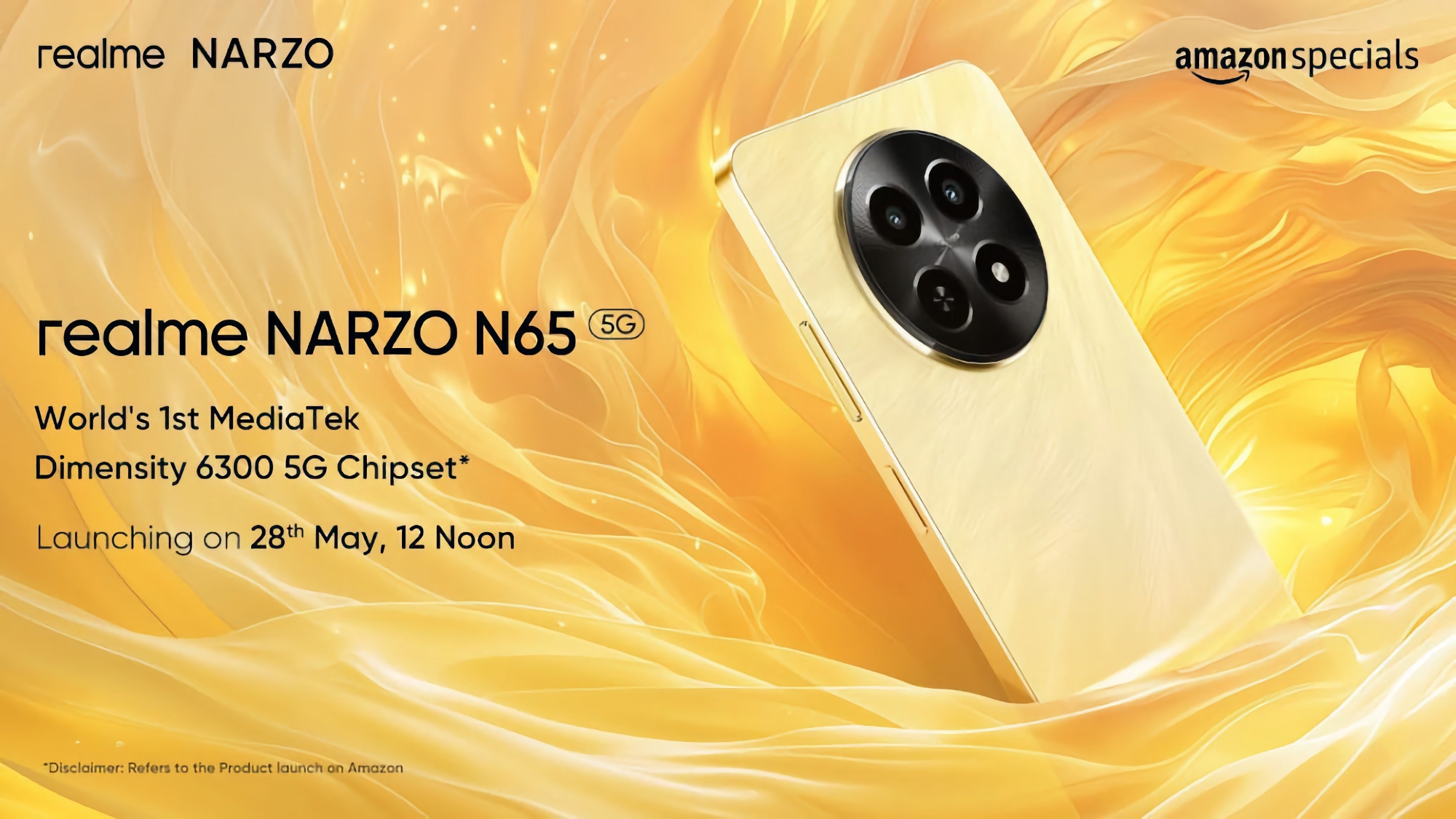 realme dévoilera le 28 mai le smartphone économique Narzo N65 5G équipé du processeur MediaTek Dimensity 6300 realme dévoilera le 28 mai le smartphone économique Narzo N65 5G équipé du processeur MediaTek Dimensity 6300