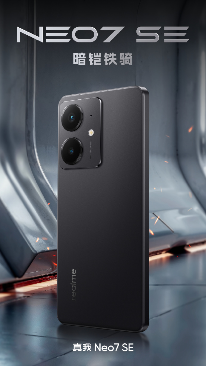Le smartphone Realme Neo7 SE en noir Le smartphone Realme Neo7 SE en noir
