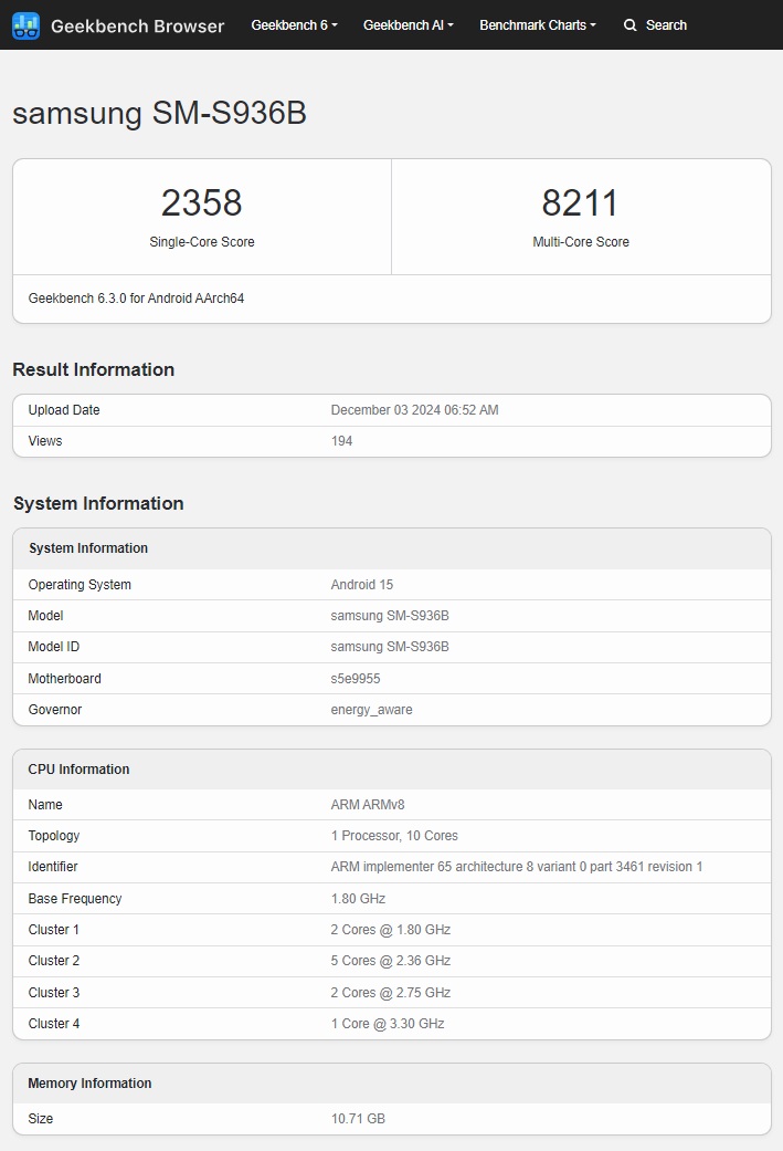 Résultats des tests de la puce Exynos 2500 Résultats des tests de la puce Exynos 2500