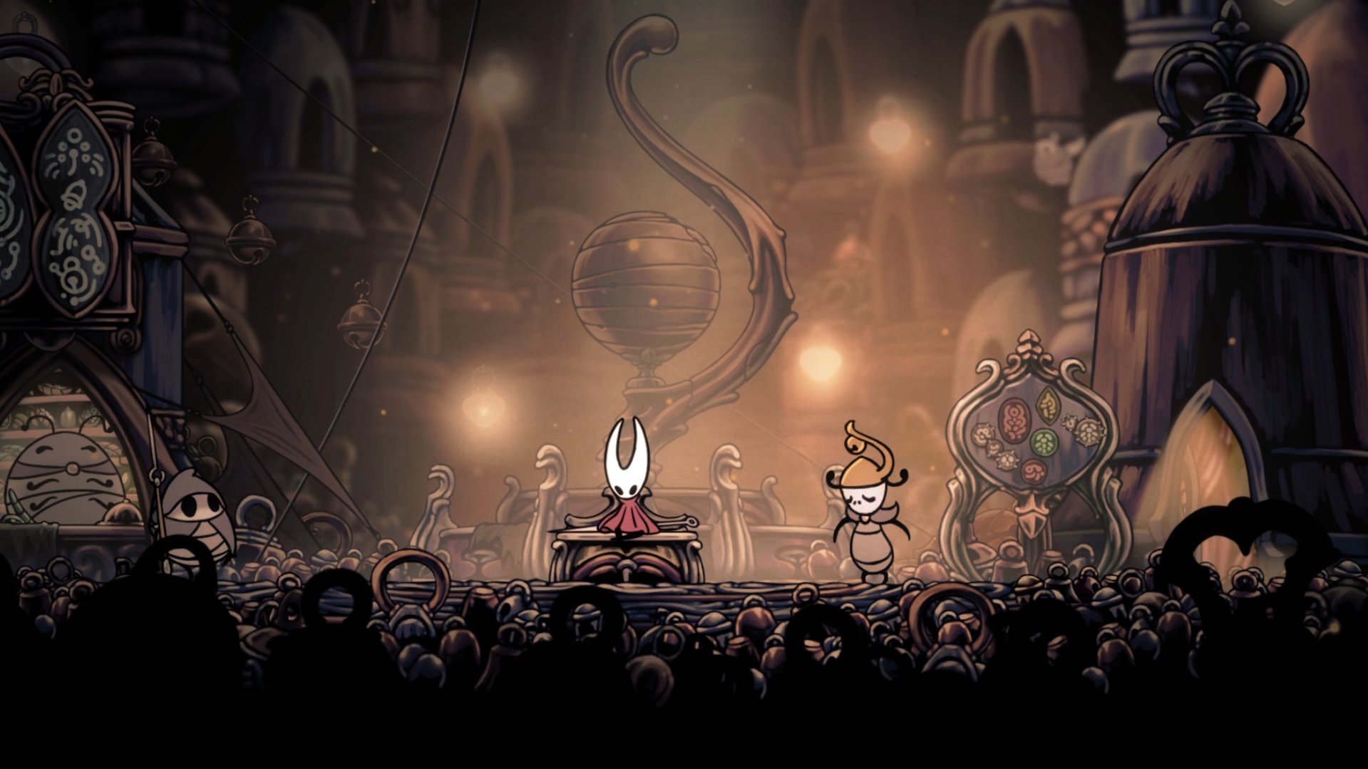 Capture d'écran de Hollow Knight : Silksong, montrant des ombres détaillées Capture d'écran de Hollow Knight : Silksong, montrant des ombres détaillées