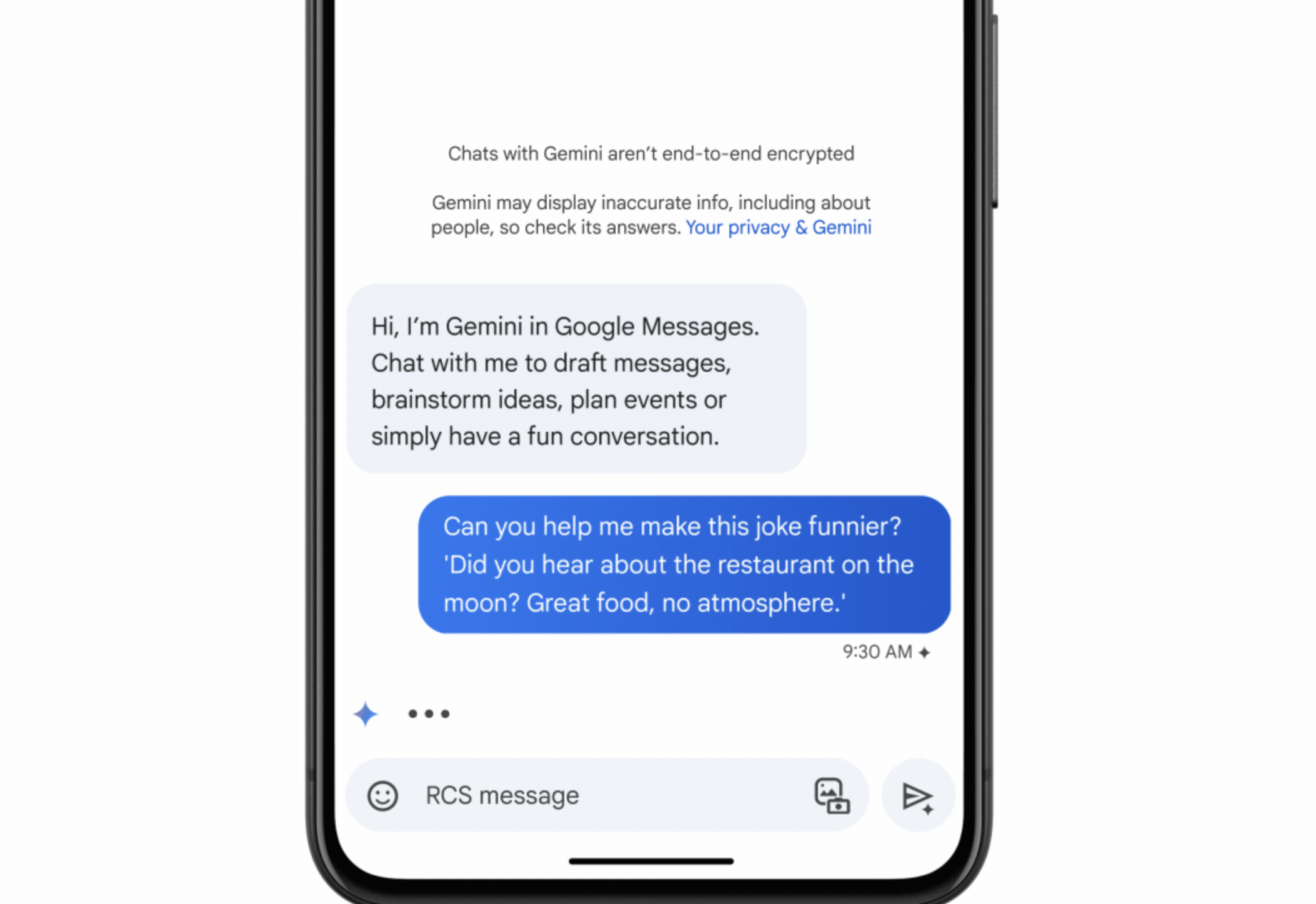 Google a intégré le chatbot Gemini dans l'application Messages et a ajouté la génération de résumés de texte basés sur l'IA à Android Auto. Google a intégré le chatbot Gemini dans l'application Messages et a ajouté la génération de résumés de texte basés sur l'IA à Android Auto.