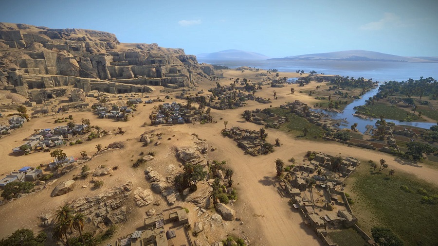 Les premières captures d'écran de Total War : Pharaoh montrent la majestueuse cité de l'Égypte ancienne et le spectaculaire paysage désertique sablonneux.-3