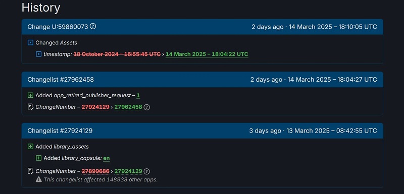 Capture d'écran de la page SteamDB