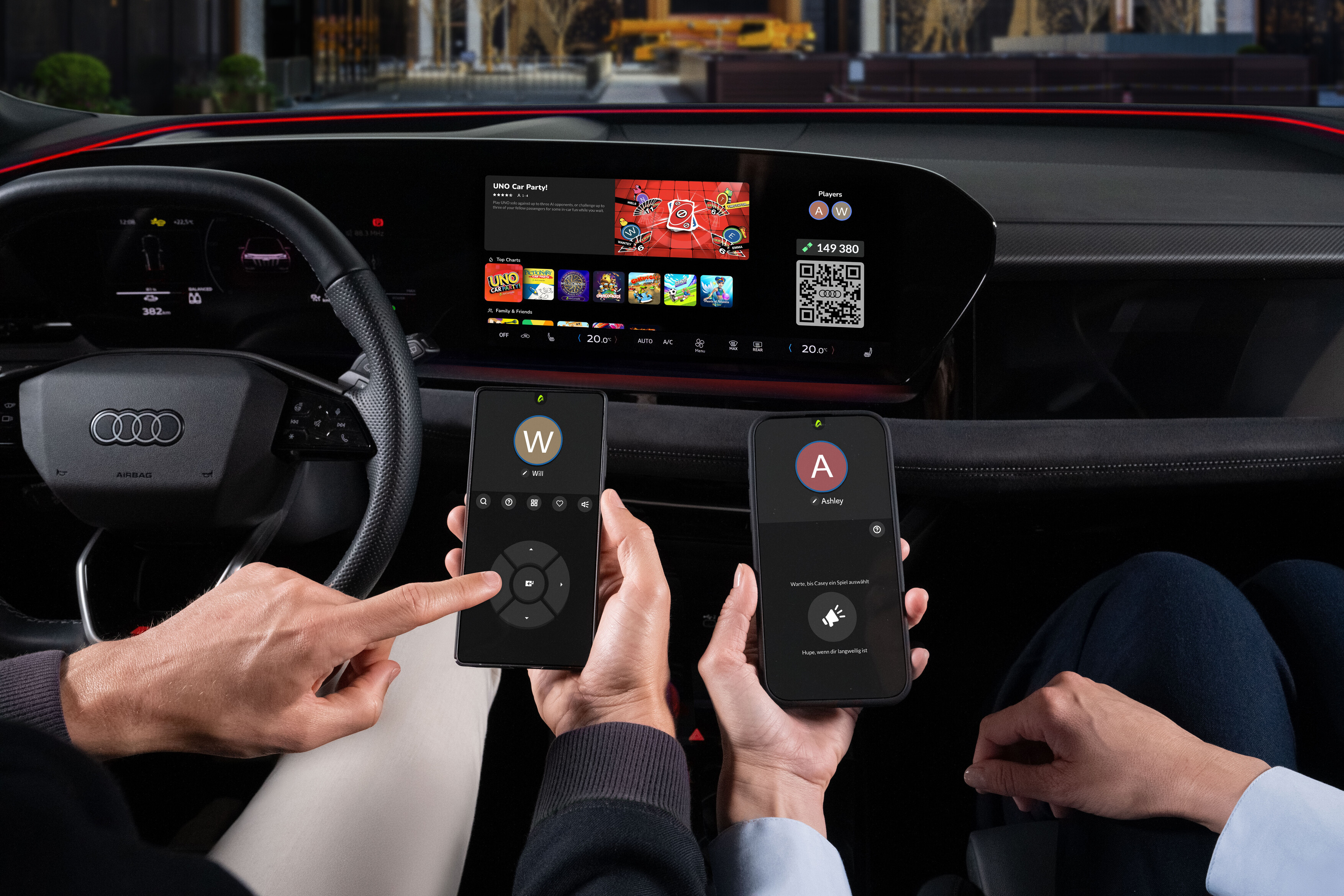 Interface de jeu Audi avec intégration AirConsole