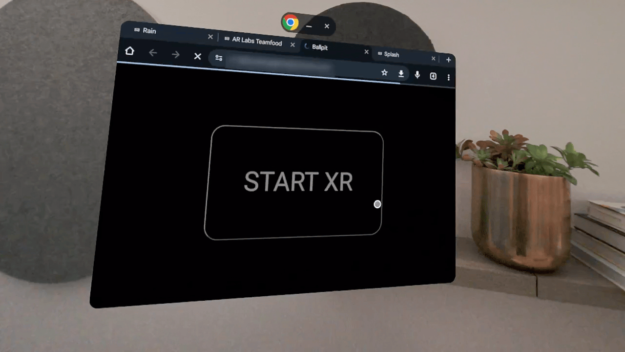 Animation Chrome sur Android XR, démontrant les fonctionnalités de WebXR