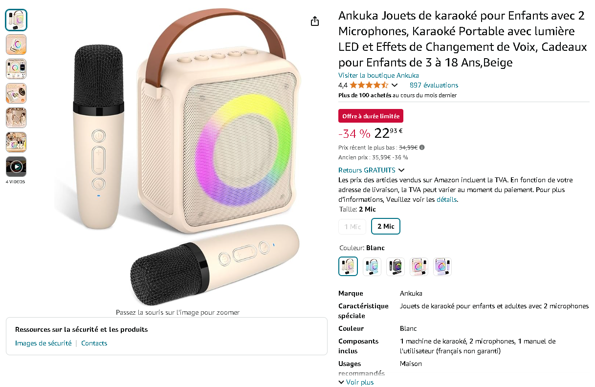 Ankuka Karaoké Capture d'écran de la page des Ankuka Karaoké sur Amazon