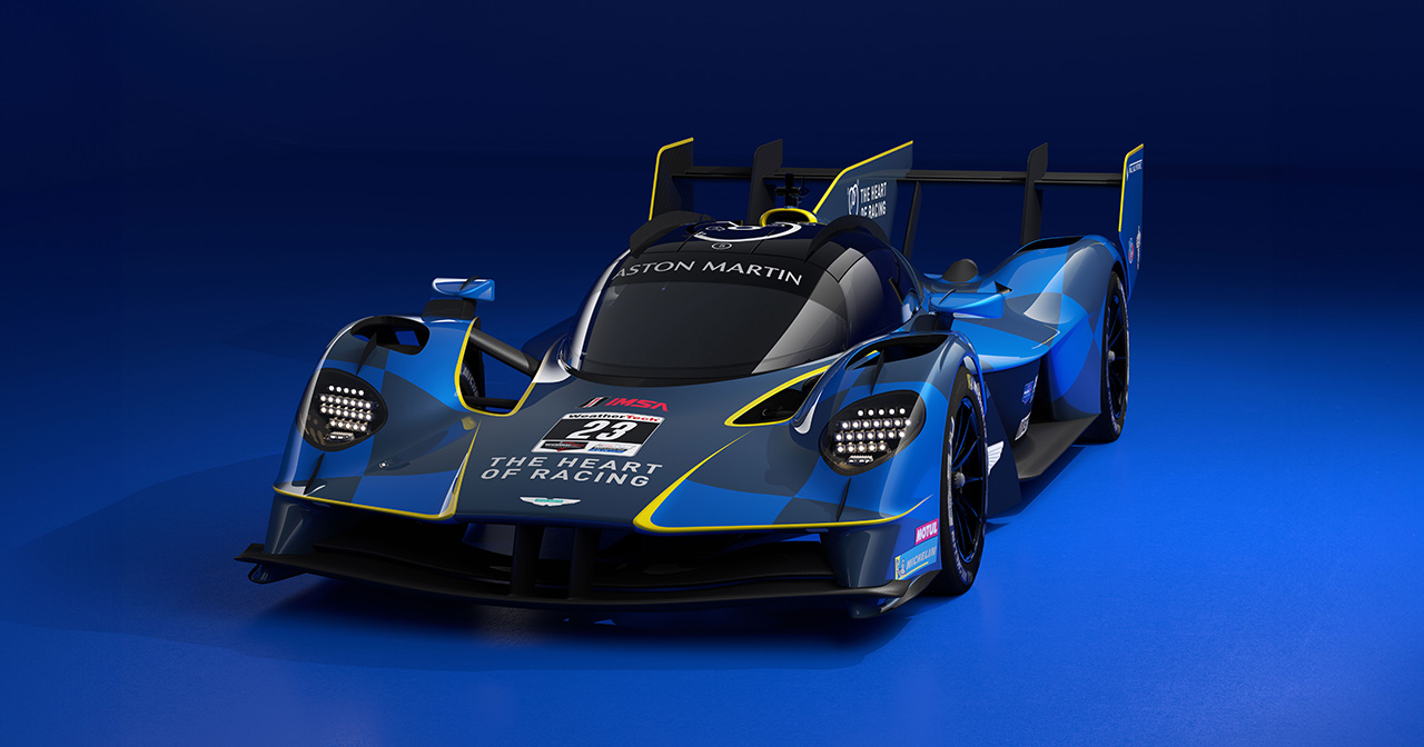 Aston Martin Valkyrie LMH sur fond de circuit automobile