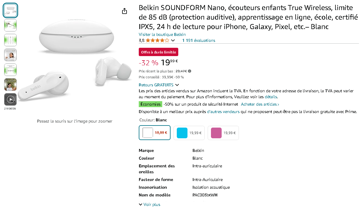 Écouteurs sans fil Belkin SOUNDFORM Nano Écouteurs sans fil Belkin SOUNDFORM Nano