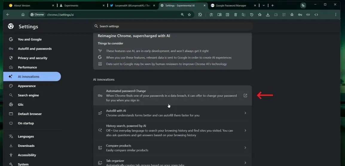 Interface de modification du mot de passe dans Google Chrome Interface de modification du mot de passe dans Google Chrome