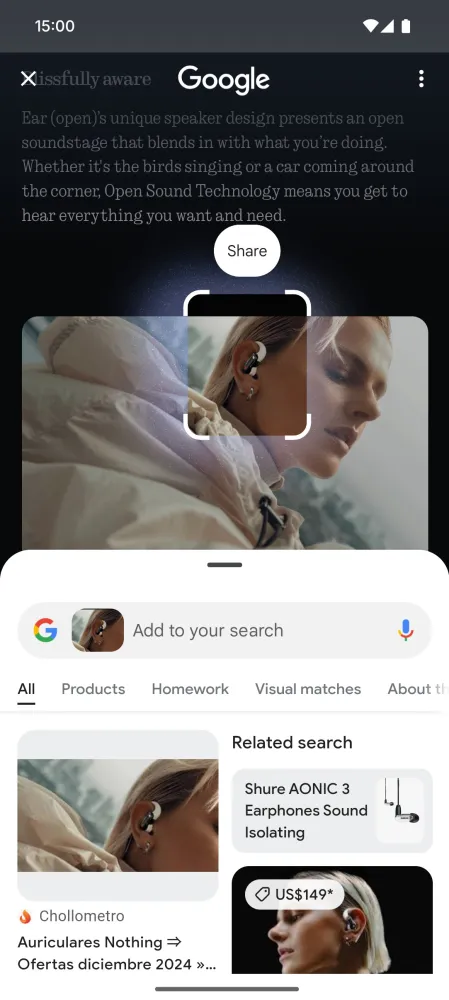 Cercle pour rechercher sur l'écran Nothing Phone Cercle pour rechercher sur l'écran Nothing Phone