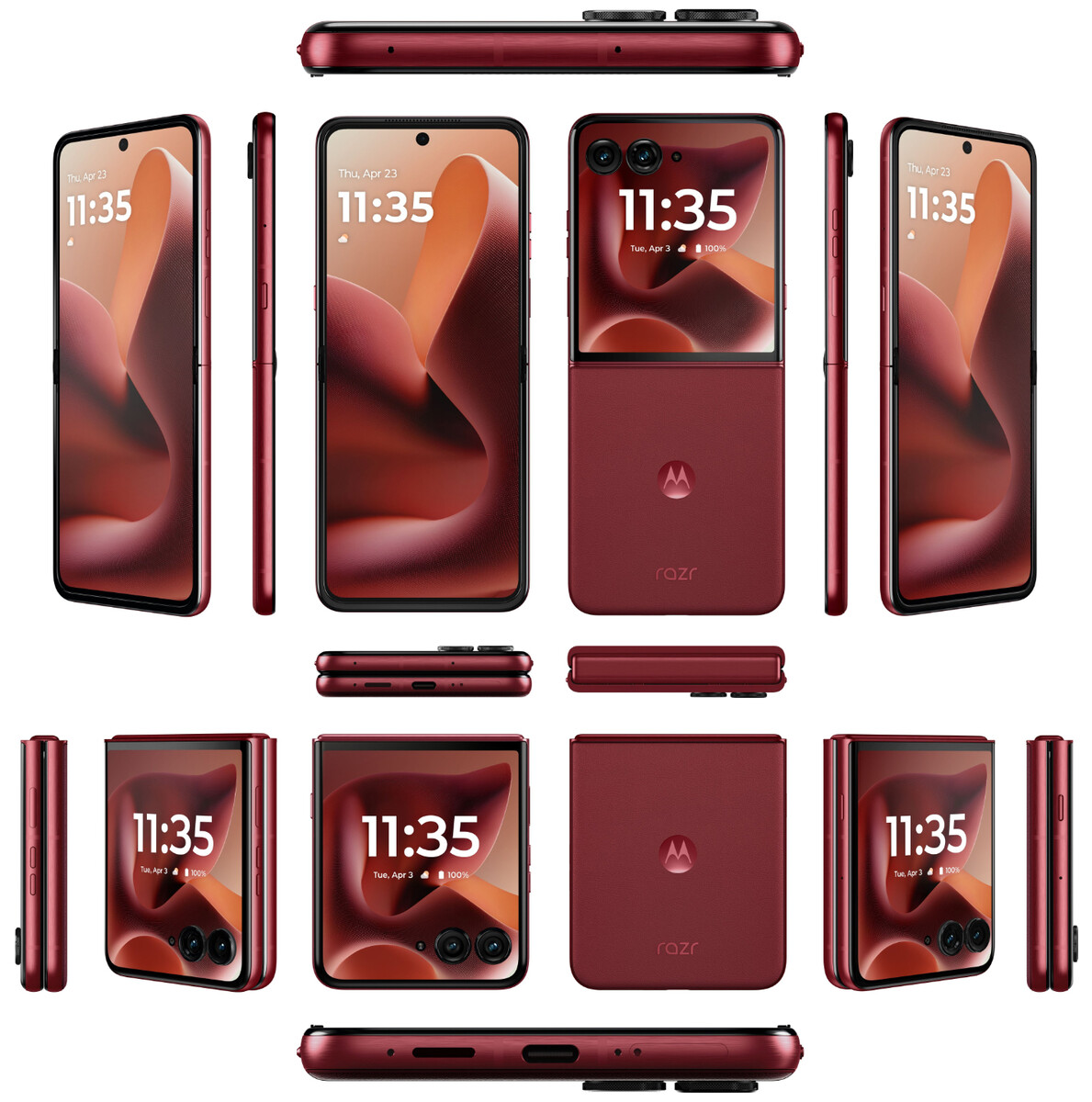 Motorola Razr 60 Ultra en rouge Rio sur le côté