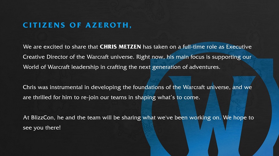 Le légendaire Chris Metzen revient chez Blizzard ! Il a été promu directeur créatif de la franchise Warcraft.-2 Le légendaire Chris Metzen revient chez Blizzard ! Il a été promu directeur créatif de la franchise Warcraft.-2