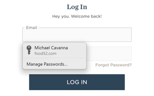 Capture d'écran de l'extension iCloud Passwords dans Firefox