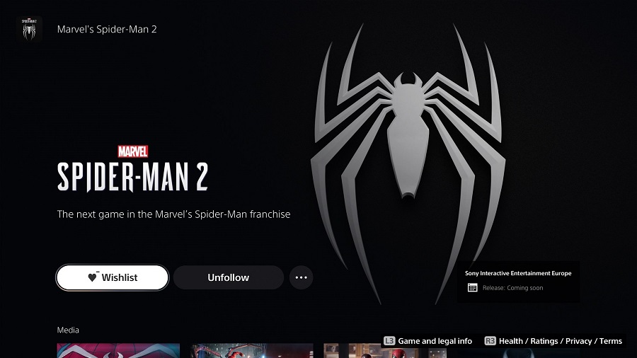 Sony prépare probablement une nouvelle présentation de Marvel's Spider-Man 2. Les utilisateurs britanniques peuvent déjà ajouter le jeu à leur liste de souhaits sur le PS Store.-2 Sony prépare probablement une nouvelle présentation de Marvel's Spider-Man 2. Les utilisateurs britanniques peuvent déjà ajouter le jeu à leur liste de souhaits sur le PS Store.-2