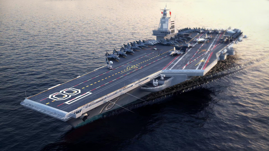 En 2025, la Chine mettra en service le porte-avions Fujian, le plus avancé, équipé de catapultes électromagnétiques pour les chasseurs J-35 de cinquième génération.