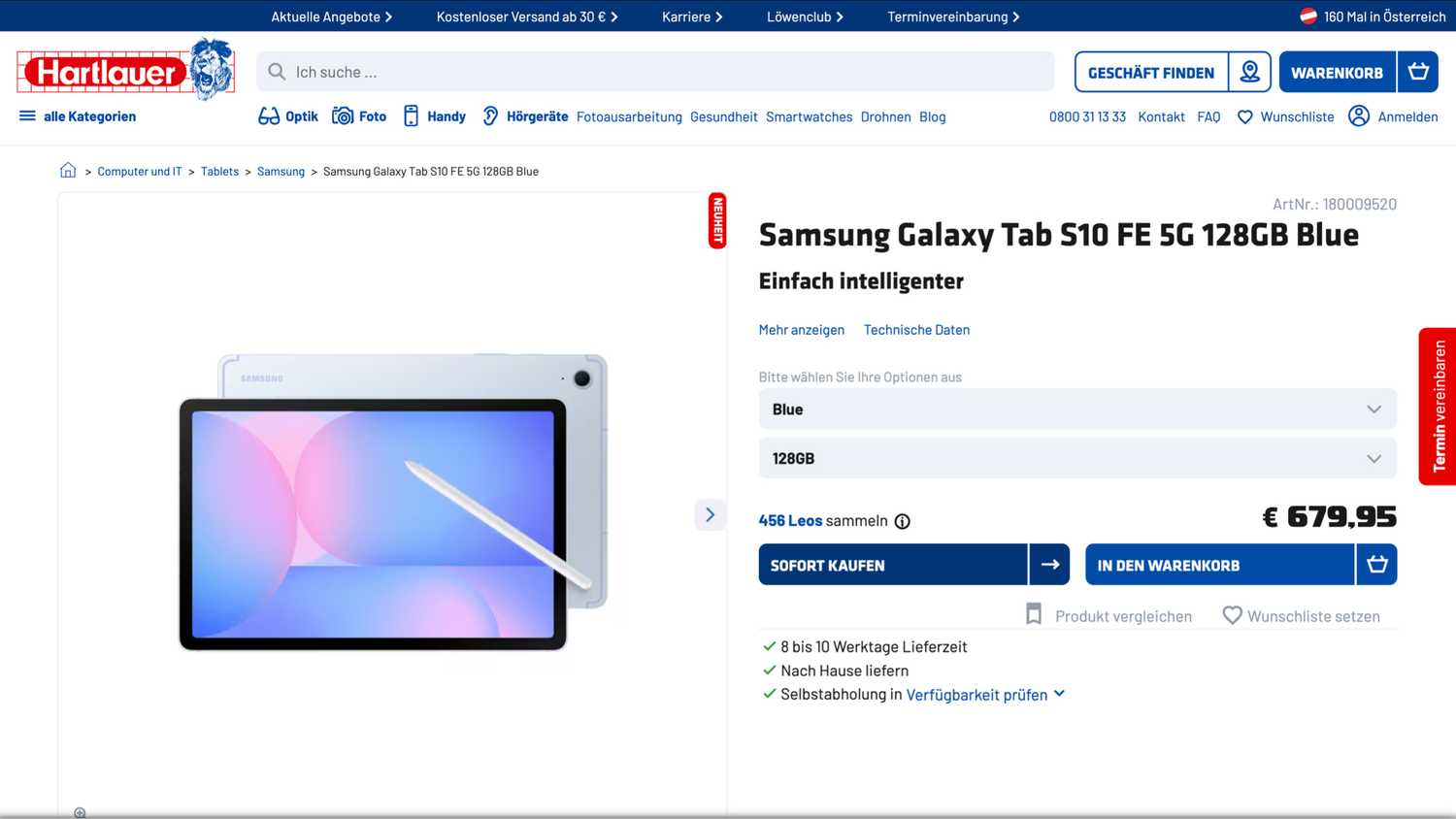 Galaxy Tab S10 FE et S10 FE+ à vendre Un magasin autrichien commence à vendre la Galaxy Tab S10 FE
