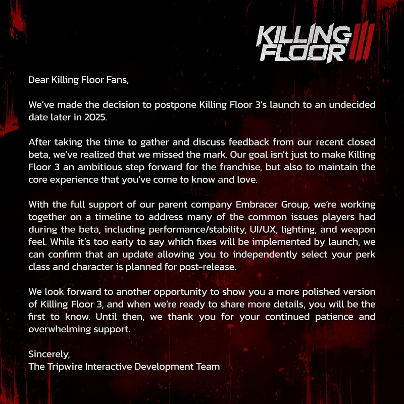 L'appel des studios de Tripwire Interactive