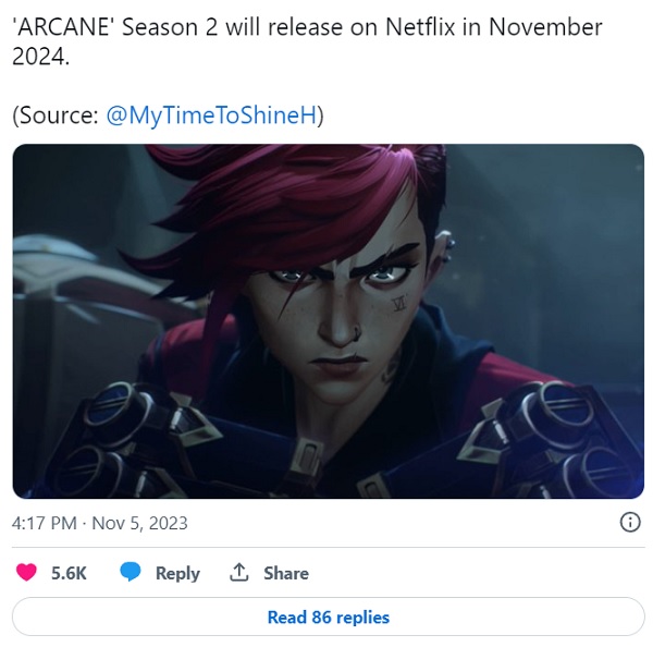 Un initié a révélé la date de la première de la deuxième saison de l'anime Arcane. Il est possible que la suite de la série à succès soit diffusée exactement un an plus tard-2 Un initié a révélé la date de la première de la deuxième saison de l'anime Arcane. Il est possible que la suite de la série à succès soit diffusée exactement un an plus tard-2