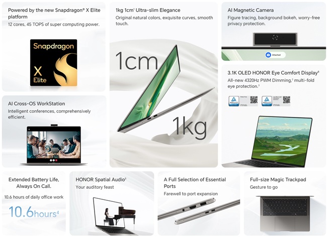 Principales caractéristiques et avantages du HONOR MagicBook Art 14 Snapdragon