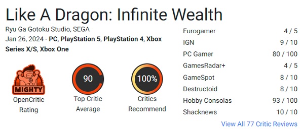 Le meilleur de Yakuza : les critiques ont adoré Like a Dragon Infinite Wealth et recommandent le jeu à tous les joueurs.-3 Le meilleur de Yakuza : les critiques ont adoré Like a Dragon Infinite Wealth et recommandent le jeu à tous les joueurs.-3