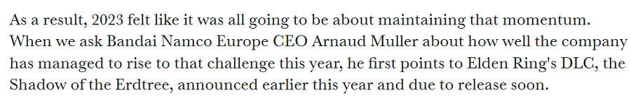 Bandai Namco Europe CEO : "Shadow of the Erdtree add-on for Elden Ring will be released soon" (L'ombre de l'Arbre d'Or pour l'Anneau d'Elden)-2