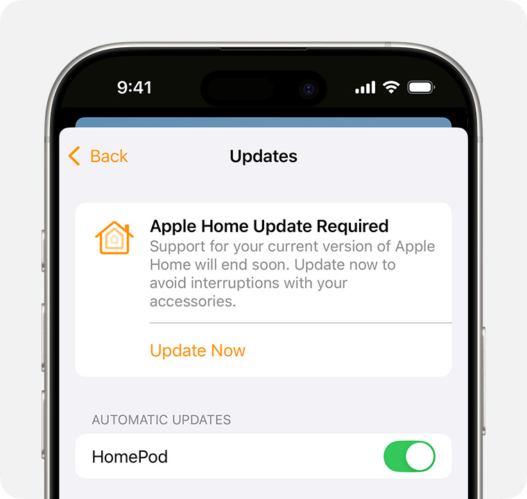 Mettre à jour l'application Home Mettre à jour l'application Home