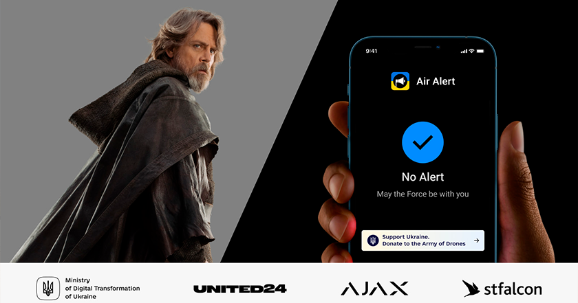 Que la Force soit avec vous ! La voix de Luke Skywalker est apparue dans la version anglaise de l'application Air Alert. Que la Force soit avec vous ! La voix de Luke Skywalker est apparue dans la version anglaise de l'application Air Alert.