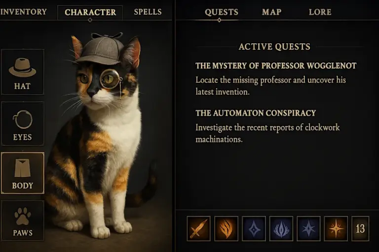 Scène de chat avec divers objets