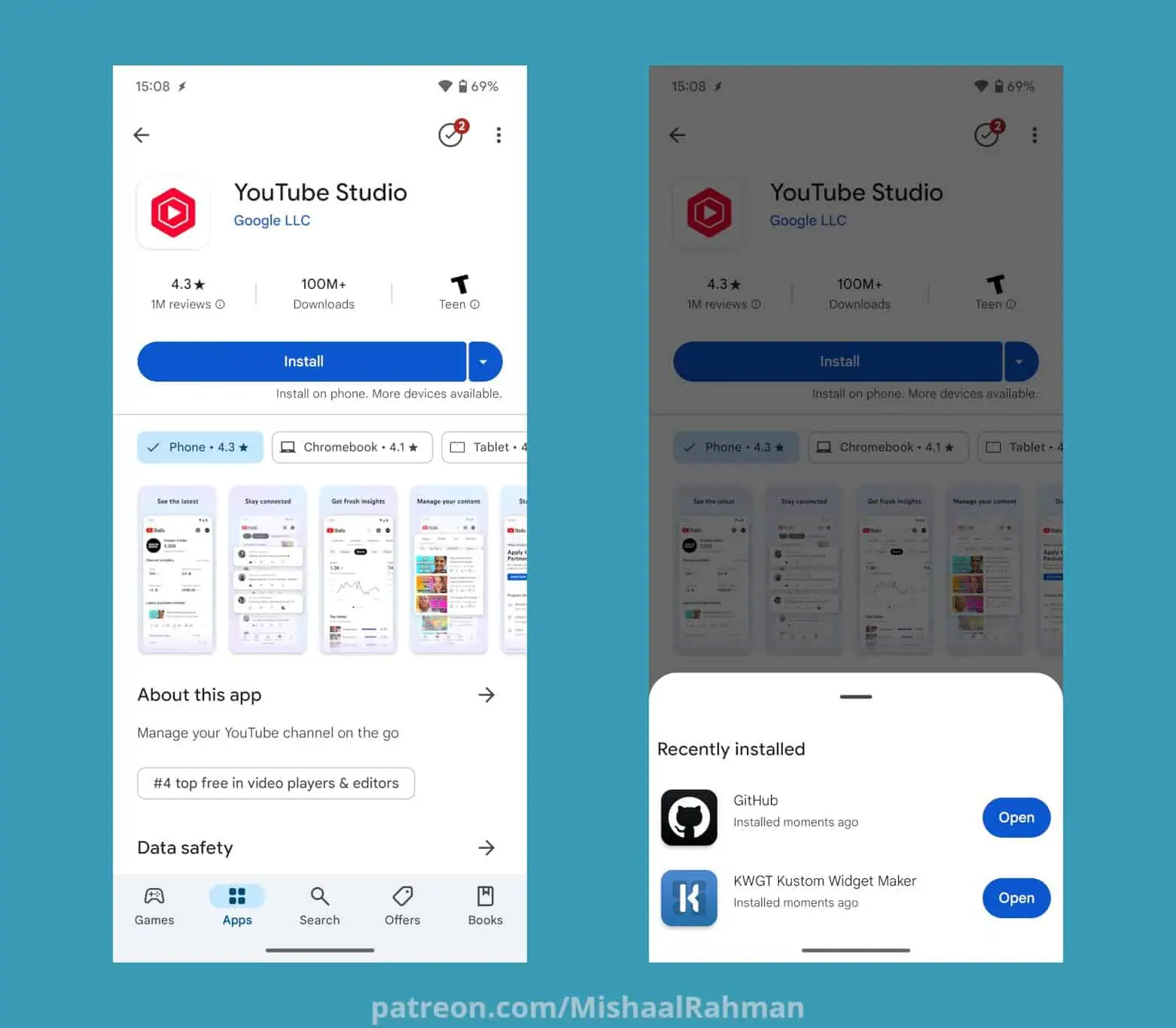 Gestionnaire de téléchargement sur le Google Play Market