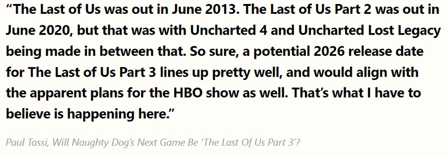 Médias : The Last of Us Part III est déjà en développement "avec un œil sur la PlayStation 6" et sortira en 2026-3
